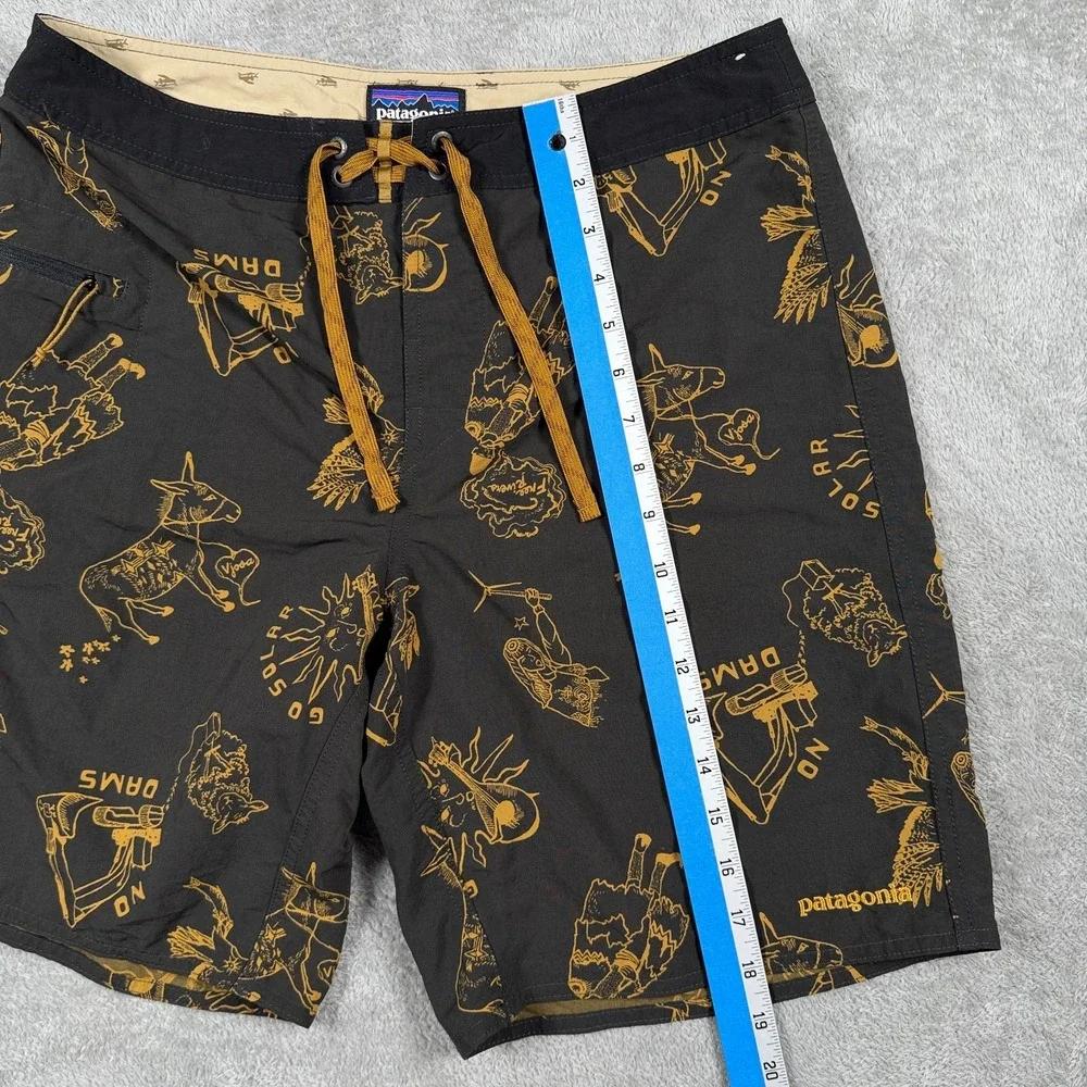 Patagonia Mens 32 No Dams Wavefarer Board Shorts Black Nylon Swim Trunks 86622